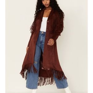 Shyanne Brown Fringe Trench Coat